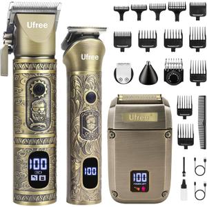 Ufree Beard Trimmer, Hair Clippers Mens Shaver Electric Razor, Hair Trimmer for Men Cordless Barber Clippers and Trimmers Set, Hair Cutting Kit for Men Grooming Gifts (Bronze)
