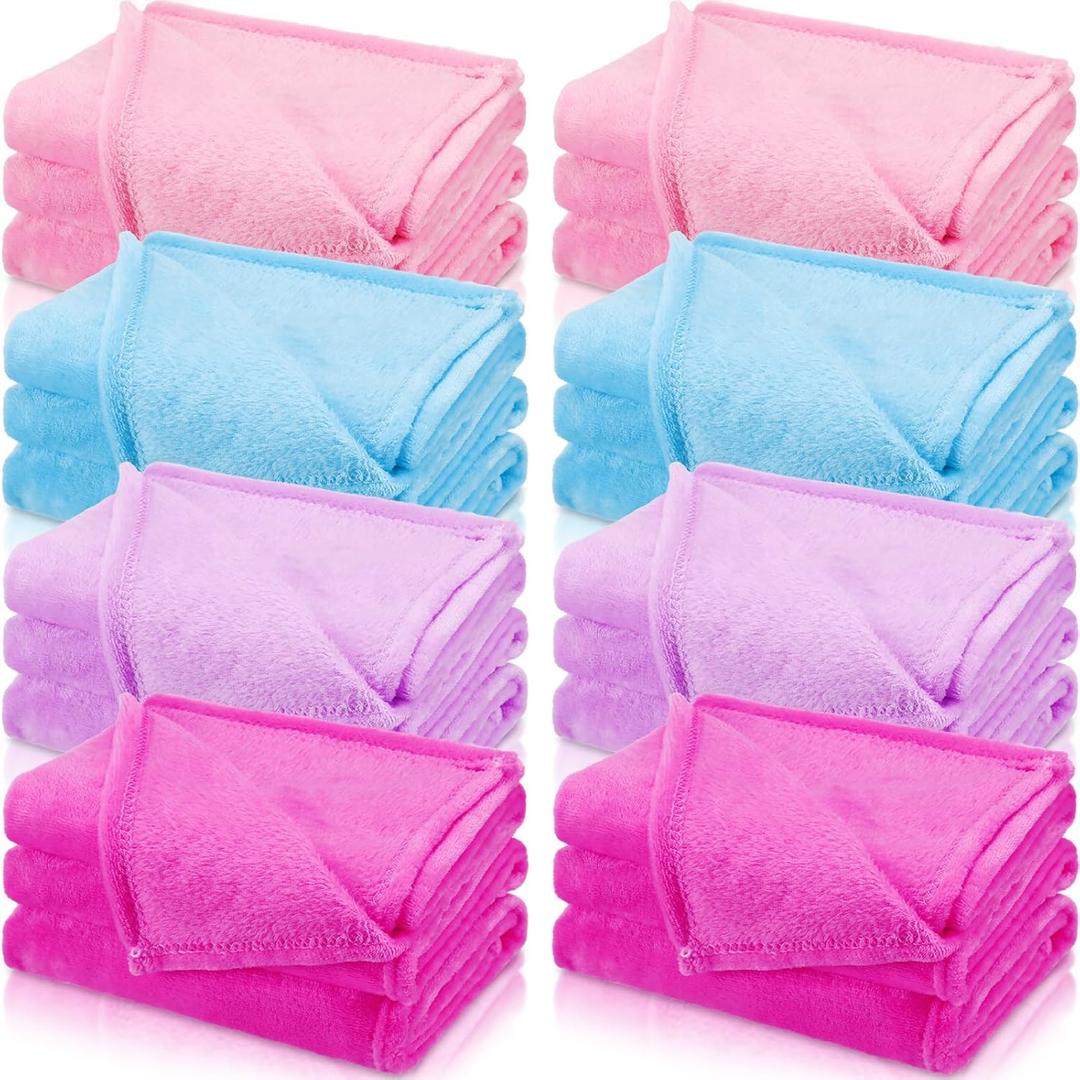 8 Pcs Valentine's Fleece Throw Blanket for Girl 40x60 in Sleepover Blankets for Galentine's Party Wedding Guest Slumber Favors Cozy Movie Night Blanket Set(Pink, Light Purple, Rose Red, Light Blue)