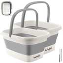 Collapsible Foot Bath Basin for Soaking Feet,Foot Soak Tub,Plastic Foot Bucket with Handles and Massage Acupoint,Foldable Laundry Basket-Gery (2 Pack) (Gray)