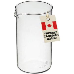 GROSCHE Borosilicate 3.3 Glass Universal Replacement Beaker for French Press Coffee and Tea Makers - Enhanced Coffee and Tea Brewing Experience (34.oz - Medium)