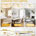 VOLISUN Low Profile Ceiling Fans with Lights and Remote, 24in Fandelier Ceiling Fan Flush Mount, 3000K-6500K Smart Bladeless LED Fan Light, Gold Modern Ceiling Fans with Lights for Bedroom