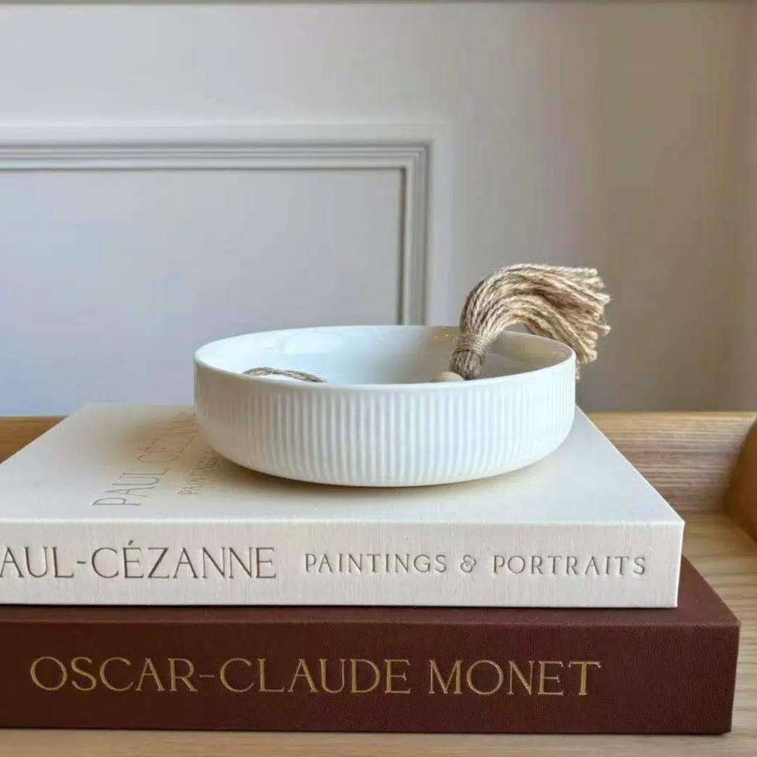 6'' Key Bowl, White Decorative Bowl With Ribbed Design, key Holder for Entryway Table, Purse Bowl, Candy Dish