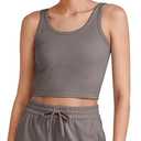 G4Free Workout Tanks for Women Running Crop Tank Cami Low Back Ribbed Slim Gym Sleeveless Shirts Pilates Yoga Casual (Taupe, L)