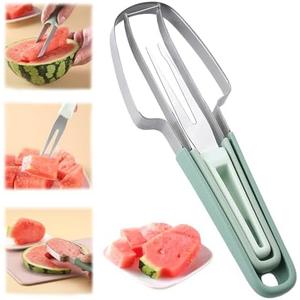 Pack of 4 Fantexy 3-in-1 Watermelon Slicer and Popsicle Maker - Stainless Steel Melon Cutter Tool for Camping and Kitchen