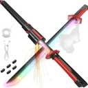 LED Light Up Sword 31.5", Neon Spark Blade 7-Color Glow with Sound Effects & Fog Mist, USB-C Rechargeable, Anime Cosplay Prop for Rave Party & Display, Kids & Adults (Black)