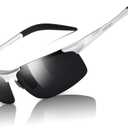 Mens Sports Polarized Sunglasses Driving Metal Frame UV Protection Sunglasses For Men 8177 (Silver&black)