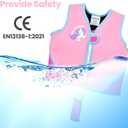 Kids Swim Vest Neoprene Swimming Aid with Adjustable Safety Strap for Age 1-3 and 3-6 (220-Pink)