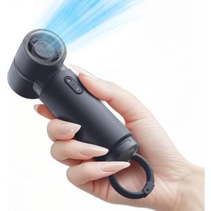Handheld Portable Mini Fan, Personal Small Pocket Design, 19500RPM Powerful Motor Trubo, 10H Max Cooling time USB Rechargeable, 5 Speeds for Women/Men/Travel/Beach/Outdoor- Coconut Ash