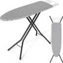 Ironing Board, Foldable Iron Board with Iron Rest, Compact Ironing Board with Height Adjustable, Extra Thick Heat-Resistant Cover, Heavy-Duty Sturdy Metal Legs, 43x13 Grey (Grey)