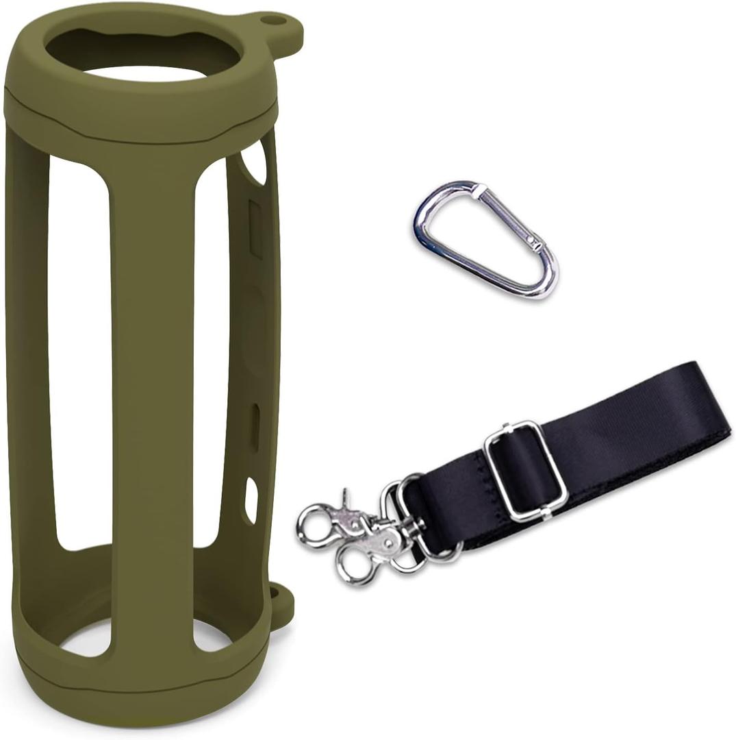 Silicone Protective Case Compatible with JBL Flip 6 Portable Bluetooth Speaker with Extra Carabiner and Strap- Green (Case Only)