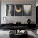 Large Framed Black and Gold Modern Luxury Abstract Wall Art for Living Room, 3 Piece Brights Prints Paintings Artwork for Walls, Sparkle Pictures for Entryway Dining Bedroom Wall Decor 24x36 In