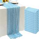 12Pack Baby Blue Cheesecloth Table Runner 10Ft Gauze Table Runner Blue Cheese Cloth Table Runners Long Sheer Fabric Tablerunners for Wedding Party Bridal Shower Thanksgiving Christmas (12 Pack 20 x 120 inch)