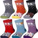 Eocom Kids Wool Socks For Boys Girls Warm Hiking Thermal Winter Cozy Soft Thick Toddlers Crew Boot Socks 6 Pairs (4-7 Years)