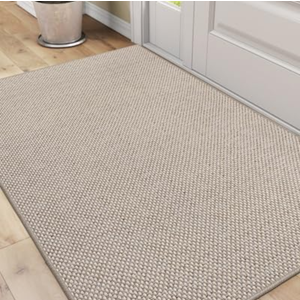 DEXI Indoor Door Mat 32x48, Washable Entrance Mats with Non Slip Rubber Back, Ultra Thin Entryway Mats Absorbent Dirt Carpper Front Back Doormat for Entry Floor Inside Home, Beige