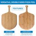 Fiery Chef 14 Bamboo Pizza Peel - Lightweight Smooth Wooden Pizza Paddle and Pizza Cutting Board with 8 Slice Grooves, Outdoor Pizza Oven Accessories, 21.6 Inch x 14 Inch
