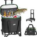30 Can Small Rolling Cooler with Wheels, Detachable All-Terrain Trolley, Leakproof Insulated Soft Cooler Bag with Wheels and Handle Collapsible for Beach Camping Travel Outdoor