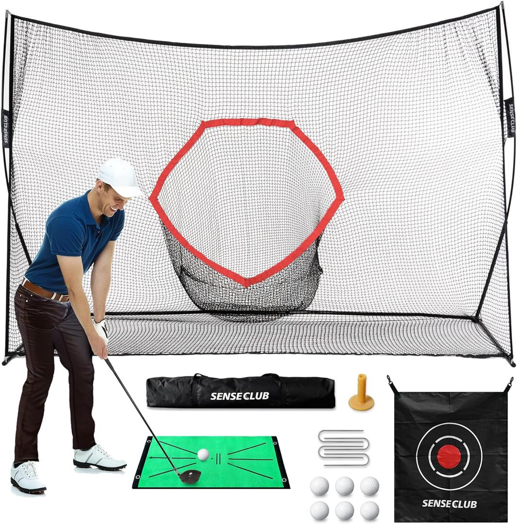 Golf Net, Golf Net for Backyard Driving, Practice Hiting Net with Mat & 6 Balls
