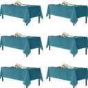 sancua Rectangle Tablecloths for 4ft Tables, 6 Pack - 60x84 Inch - Teal Washable Fabric Cloth Table Cloth for Wedding, Party, Birthday, Banquet, Reusable Polyester Table Covers