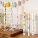 Honoson 6 Pcs Easter Flameless Taper Candles 10.6 Inch Colorful Egg Bunny Candles Battery Operated LED Candlesticks for Easter Dinner Table Home Party Decor
