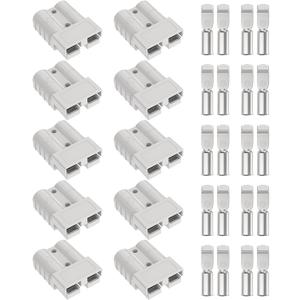 Anderson Connector 50A-600V with 6-12 Gauge, Gray 10PCS Battery Quick Connect/Disconnect Battery Quick Connector Wire Harness Plug Kit for Winch, Trailer, Towing Systems