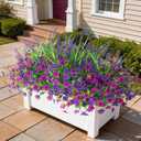 INQCMY Artificial Flowers for Outdoors Spring Summe 14 Bunches UV Resistant Silk Fake Plants Outside Indoor Lavender Ferns for Home Decor Patio Garden Back Yard Front Porch (Double Purple+Lavender)