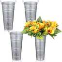 4 PCS Galvanized Ice Buckets, 6 Inch Diameter 7 Inch Tall Galvanized Metal Ice Pails with Handles for Champagne, Beer, and More, Perfect for Parties and Home Decor (100 oz Capacity)
