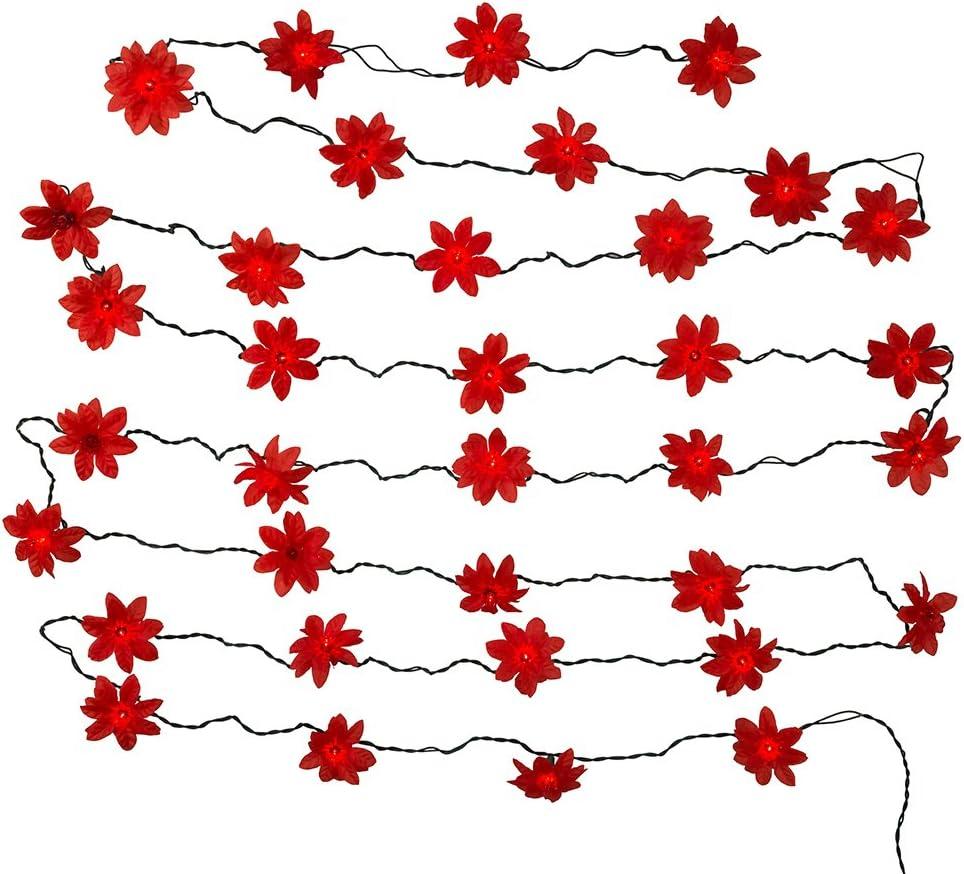 Kurt Adler 35-Light Red Poinsettia Light Set