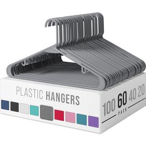 Clothes Hangers Plastic 60 Pack - Grey Plastic Hangers - Makes The Perfect Coat Hanger and General Space Saving Clothes Hangers for Closet - Percheros Ganchos para Colgar Ropa Hangars
 30 Pack
