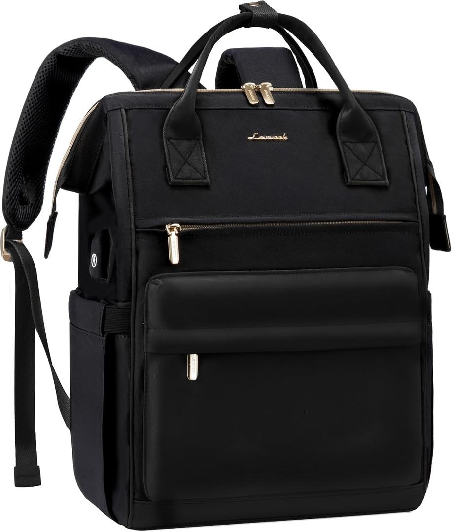 LOVEVOOK Laptop Backpack for Women, 18 Inch Work Teacher Nurse Bag, Large Capacity Business Computer Backpack Purse with USB Port, Stylish Casual Daypack for Travel, Black LOVEVOOK Laptop Backpack for Women, 18 Inch Work Teacher Nurse Bag, Large Capacity Business Computer Backpack Purse with USB Port, Stylish Casual Daypack for Travel, Black