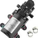 12V Diaphragm Water Pump 1.2 GPM 80 PSI Self Priming Sprayer Pump with Pressure Switch, Hose Clamps for RV, Camper, Marine, Boat, Garden, Car Wash