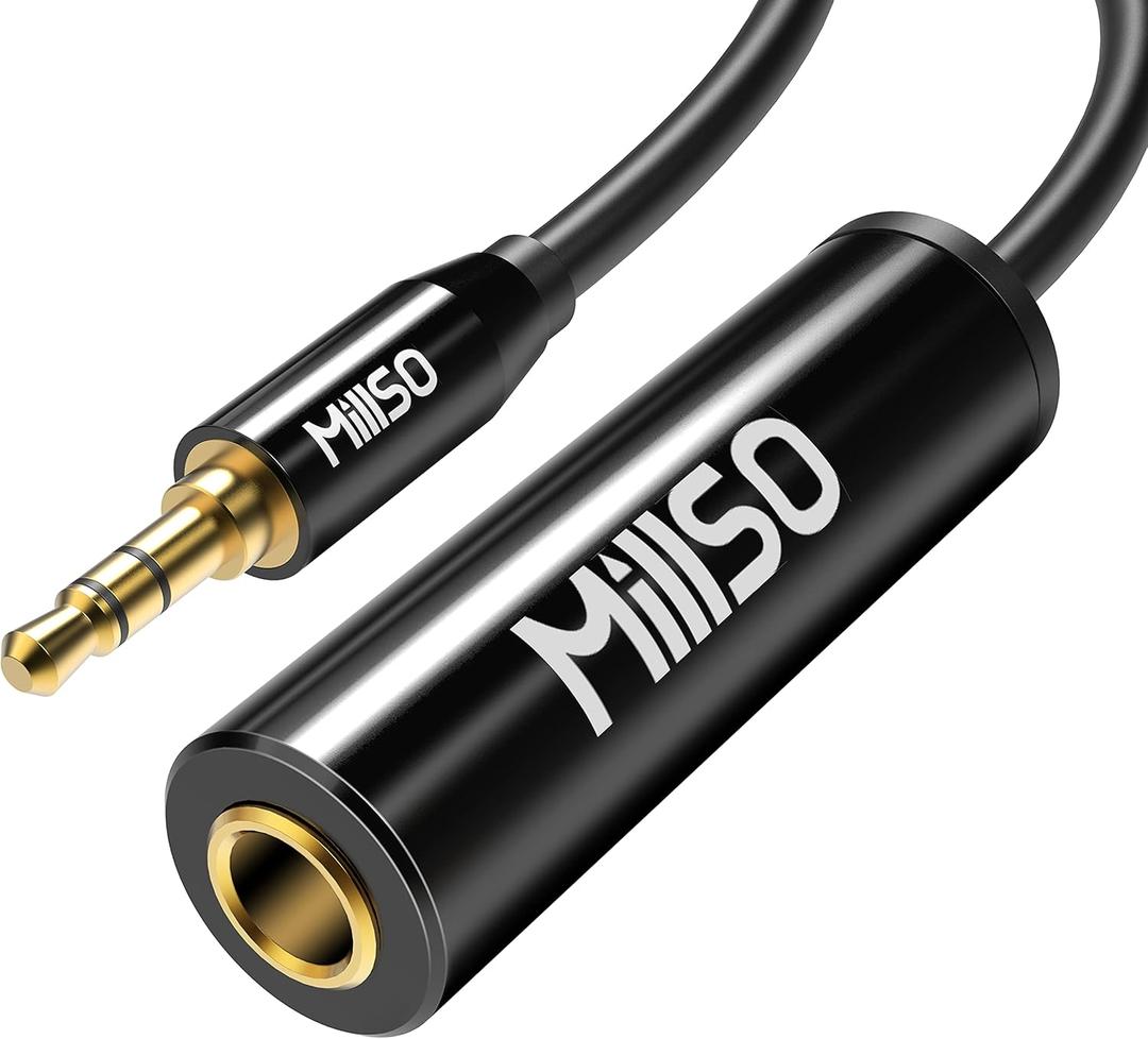 MillSO 1/4 to 3.5mm Instrument Cable, TRS Headphone Adapter 6.35mm Female to 3.5mm Male 1/8 to 1/4 Stereo Audio Adapter for Amplifier, Guitar, Piano, Speaker to Phone, Laptop, Headphone - 12inch/30cm