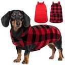 ASENKU Dog Winter Coat, Fleece Doggie Jacket Plaid Reversible Vest Waterproof Windproof Cold Weather Clothes for Small Medium Large Dogs (S, White)