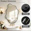 Black Mirror Irregular Wall Mirror, Asymmetrical Mirror, Irregular Bathroom Mirror, Decorative Wall Mirror, Wavy Abstract Mirror for Bedroom, Bathroom & Hallway (24"x36", 1 Pack)