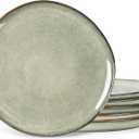 AmorArc Ceramic Dinner Plates Set of 6,10.5 Inch Handmade Reactive Glaze Stoneware Plates,Rustic Shape Dinnerware Dish Set for Kitchen,Microwave & Dishwasher Safe,Scratch Resistant-Reactive Color