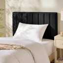 Hearth & Harbor Upholstered Twin Headboard - Easy Assemble Channel Stitched Headboard Twin Size - Wall Mounted Headboards with 3D Soundproof Wall Panels Peel & Stick Floating Headboards, Black