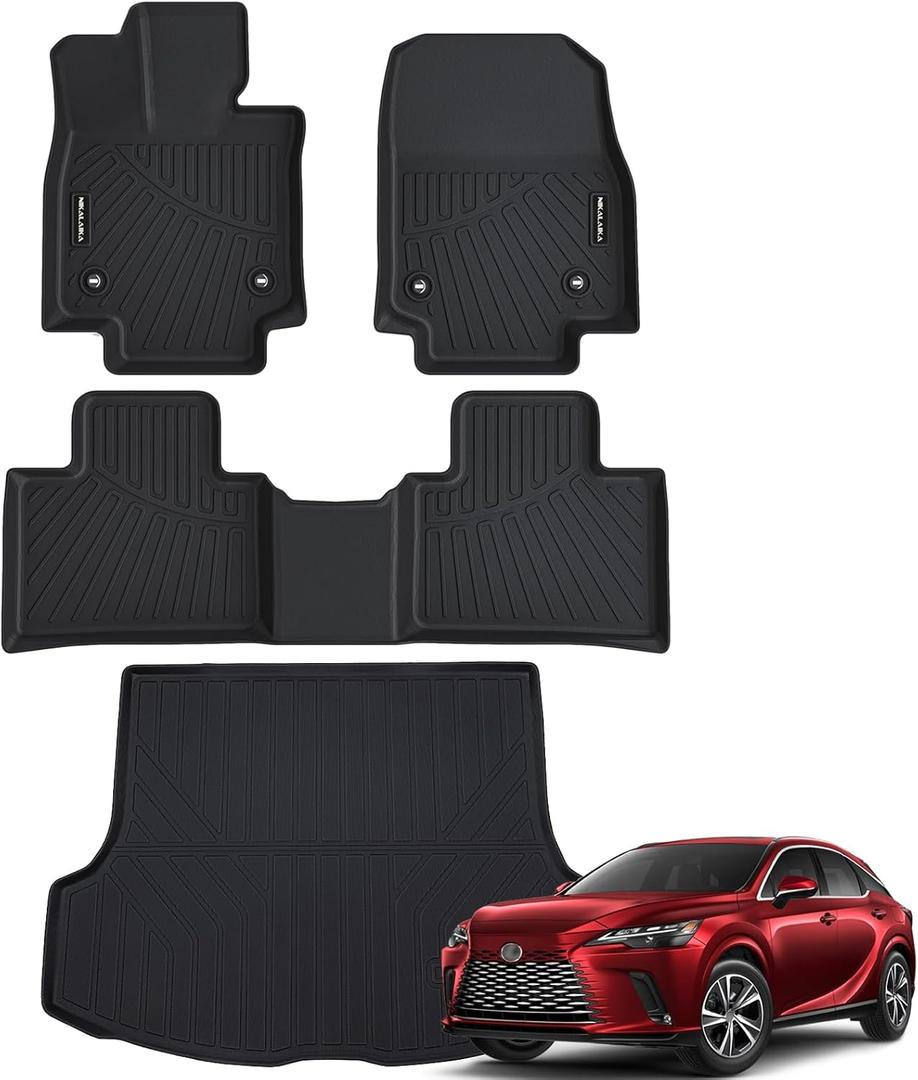 Floor Mats & Cargo Liner for 2023 2024 2025 Lexus RX/RX350/RX350h/RX500h All Weather Protection TPE Rubber Floor Liners for 2023 2024 2025 Lexus RX Full Set Automotive Mat Accessories, Black