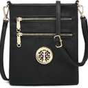 Dasein Women Small Crossbody Bag Lightweight Shoulder Purses Multi Zipper Pockets Phone Purse Handbag (0 Black)