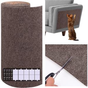 15.7'' x 39.3'' Cat Scratch Furniture Protector Adhesive Trimmable Cloth Couch Anti-Scratch Cover DIY Climb Couch Protector from Cat Claws, Covering Cat Tower, Replacement PadsBrown