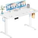 DUMOS 55 Inch Electric Standing Desk Height Adjustable, Sit to Stand Computer Workstations Large Work PC Table Home Office Writing Gaming Desks with Memory Presets for Walking Pad, Bedroom, White