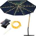 VOOKRY Solar Umbrella Lights Outdoor, Waterproof Solar Powered Patio Umbrella Lights Cordless 8 Modes LED Umbrella Patio Lights for Beach Tent Camping Garden Party Decoration(Warm White)
