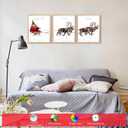 2 x LANCHI95 3 Pcs 8x10in Christmas Wall Art Prints, Santa Claus Reindeer With Sleigh, Large Aesthetic Christmas Art Poster Decorative Poster Room Decor For Living Room Bathroom (UNFRAMED)