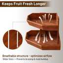 Wooden Fruit Basket for Kitchen Counter 2 Tier, Large Capacity Fruit Bowl for Corner, Space-Saving Fruit Stand Holder for Bread Fruit and Vegetable Storage Kitchen Countertop Organizer