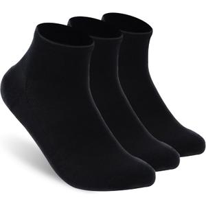 Merino Wool Ankle Socks, Men's Women's 90% Wool Athletic Thin Running Moisture Wicking Socks, 3 Pairs (Large, #Black)