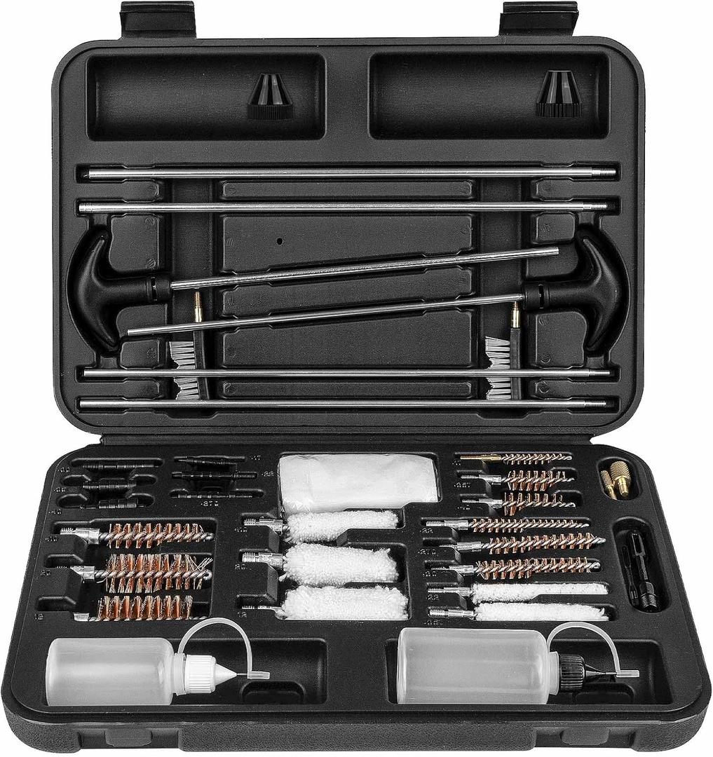 Universal Gun Cleaning Kit for Pistol, Shotgun, Rifle, Handgun, Airgun, Revolver, Cleaning Kit with Brushes, Jags, Slotted Tips, Portable Case