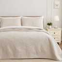 Exclusivo Mezcla Queen Quilt Bedding Set, Lightweight Brich Beige Quilts Queen Full Size for All Seasons, Soft Microfiber Bedspreads Coverlets Bed Cover with Leaf Pattern, 3 Piece (Queen (90''X96''))
