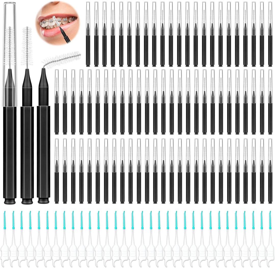 Lezmarket 300PCS Interdental Brushes for Braces, Soft and Bendable Dental Brush for Orthodontic Braces, Braces Cleaner Brush Tooth Pick Teeth Flossers Brushes for Teeth (Black)