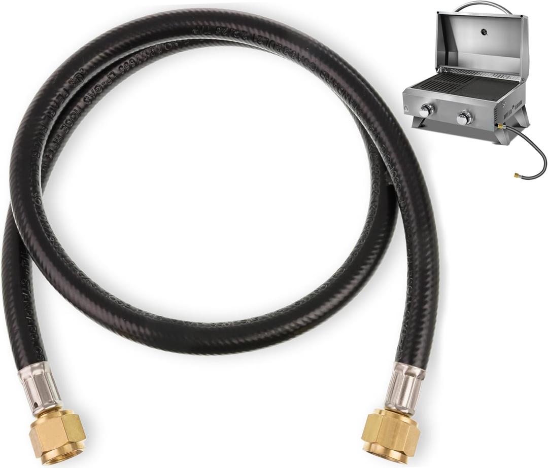BlueStars Upgraded 59913 3 Feet RV Propane Hose Connector Assembly - 3/8" Female Flare x 3/8" Female Flare Quick Connect Hose - Propane Extension Connection, for Grill, Heater, Fire Pit