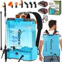 4 Gallon Battery Powered Backpack Sprayer with Auto-Mixing, for Makita 18V Battery, Dual 21V 2.6Ah Battery, 2 Spray Wands (Stainless & Fiberglass), 100 PSI Garden Sprayer for Lawn Care