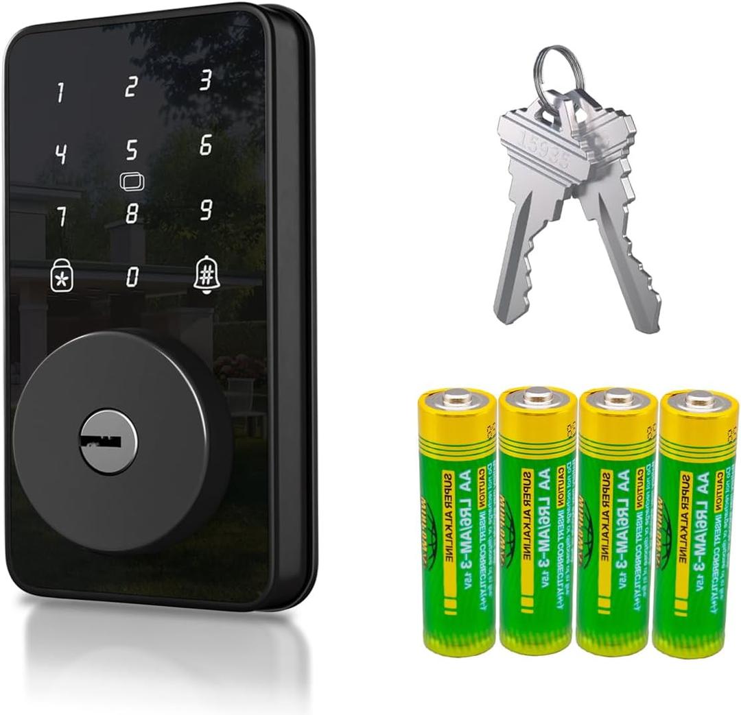 Keyless Entry Door Lock with Keypad, Biquole Smart Deadbolt Lock for Front Door with 2 Keys, Electronic Keypad Deadbolt, Auto-Locking | One-time Codes | Easy Installation | IP53 Waterproof (Matte Black)