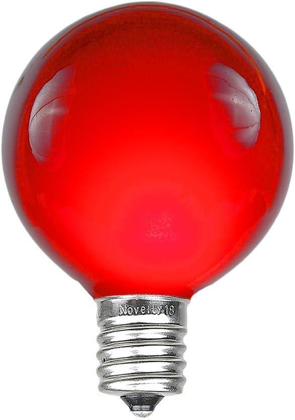 Novelty Lights 25 Pack G40 Red Outdoor Globe Bulbs, Light Bulbs Glass Incandescent Bulbs with 3000 Hour Lifespan, Globe String Lights Replacement Bulbs